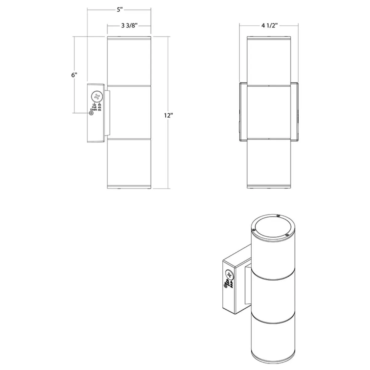 12 In 1 Light LED Outdoor Cylinder Wall Light