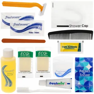 14 Piece Premium Wholesale Hygiene Kits - Bulk Toiletry Case of 48