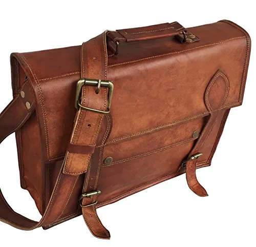 16 Inch Vintage Handmade Leather Messenger Bag for Laptop Briefcase Best Computer Satchel School