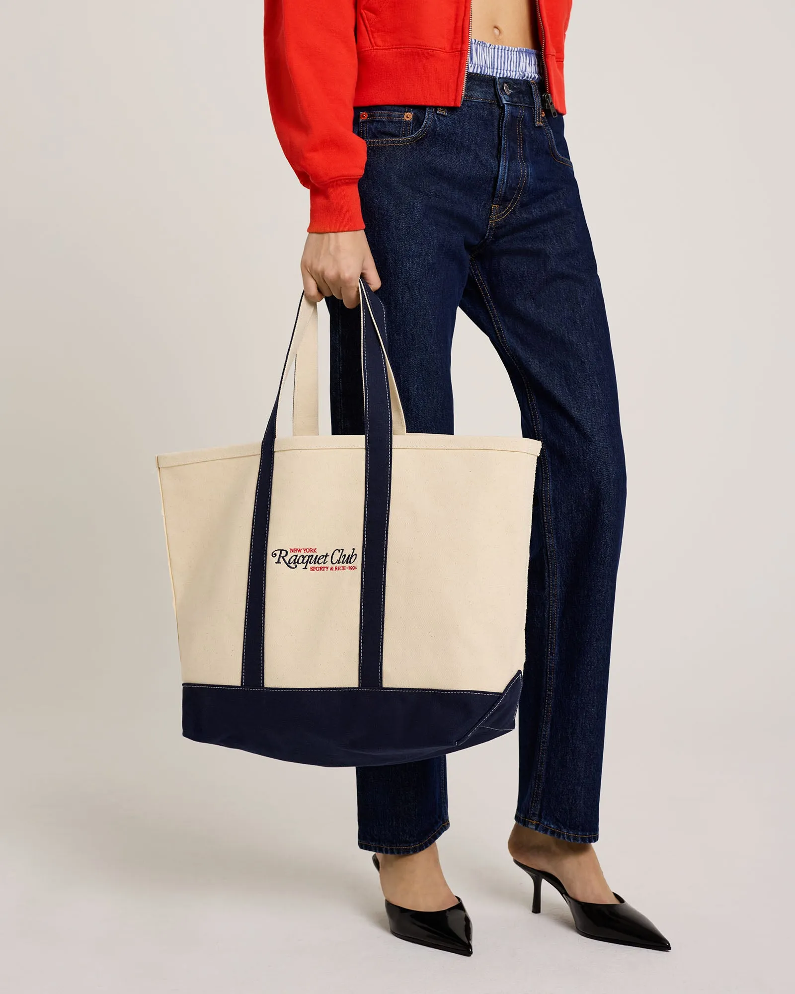 94 Racquet Club Two Tone Tote - Natural/Navy/Red