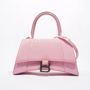 Balenciaga Womens Hourglass Pink Croc Small