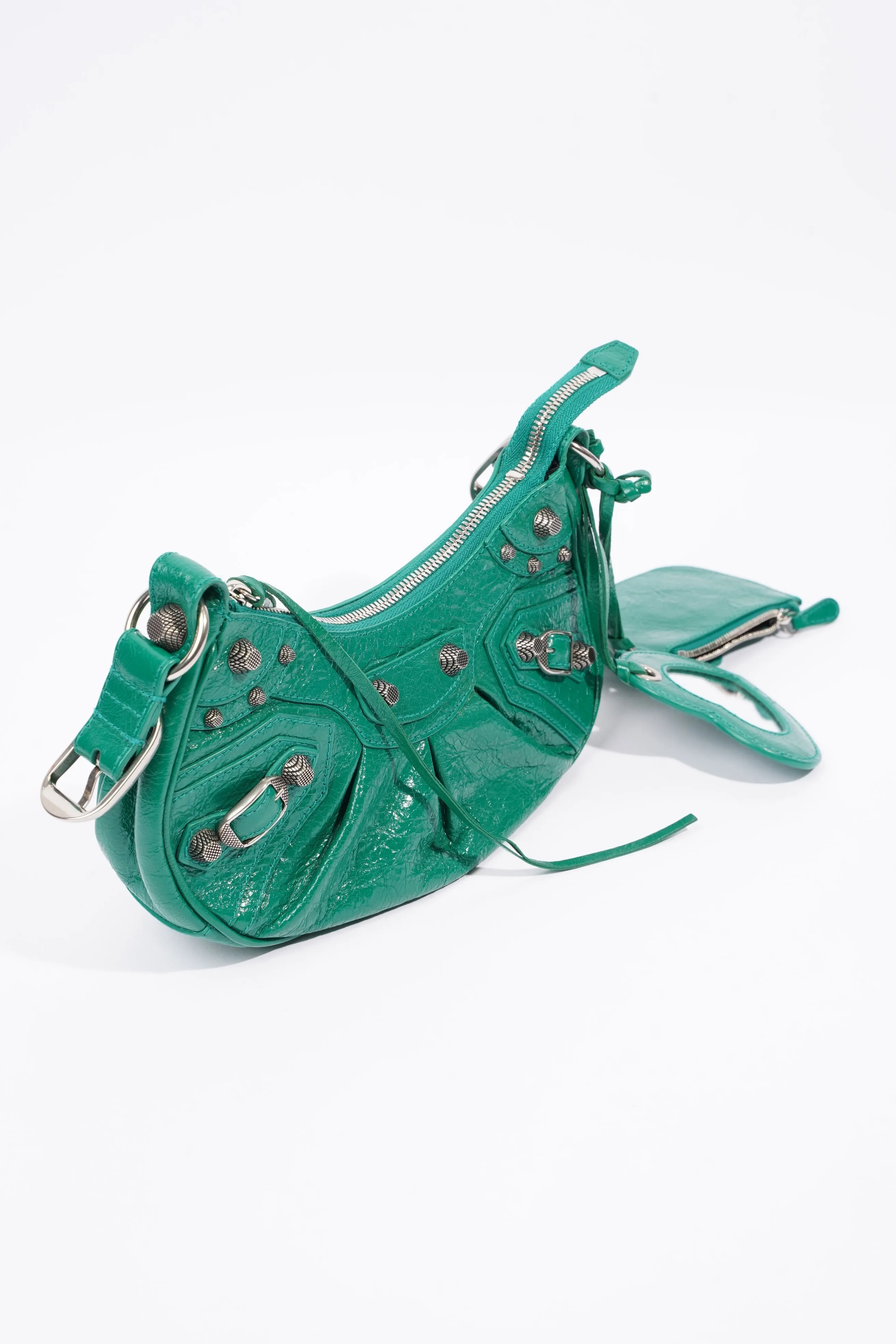 Balenciaga Womens Le Cagole Bag Green Leather XS