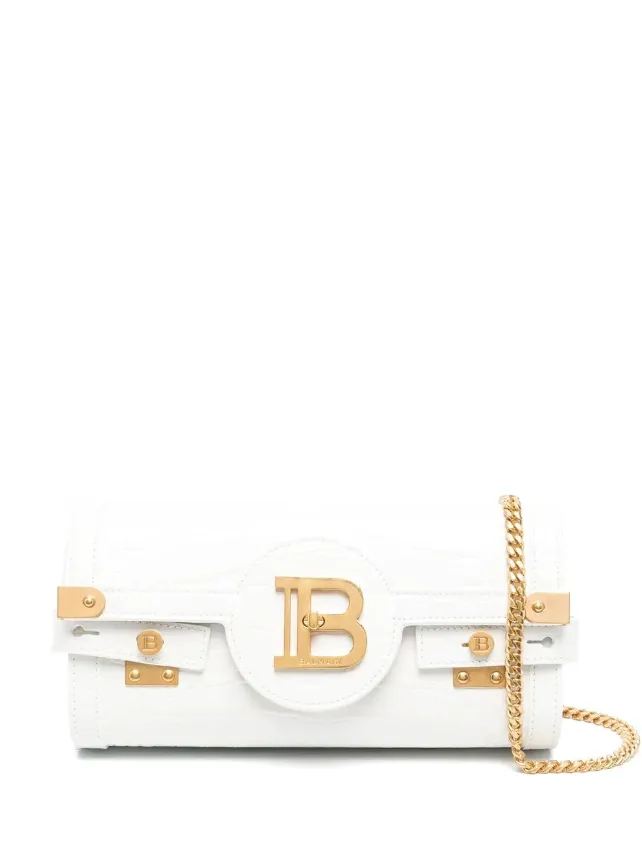 Balmain B-Buzz 23 leather clutch bag