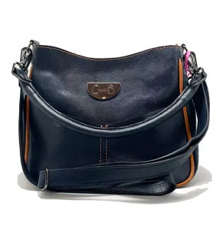 Bella -Navy-tan tumbled leather mini bag