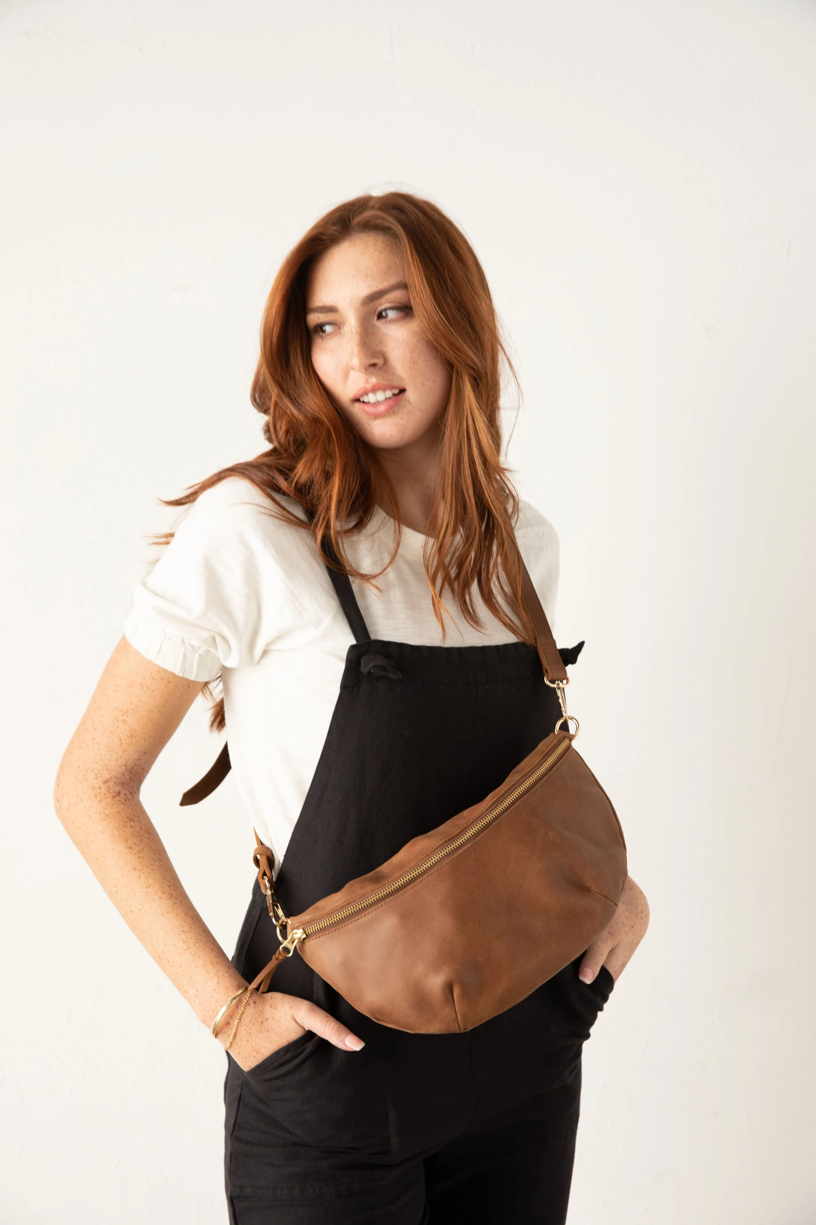 Luxurious Berkeley Leather Belt Bag in Rich Whiskey Brown