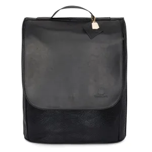 Black Apollo 1 Faux Snakeskin Backpack