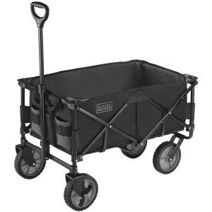 Black Collapsible Storage Cart, Folding Utility Wagon