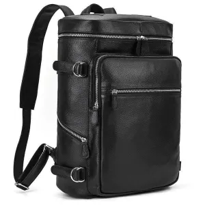 Black Or Brown Genuine Leather Mens Daypack Casual Backpack