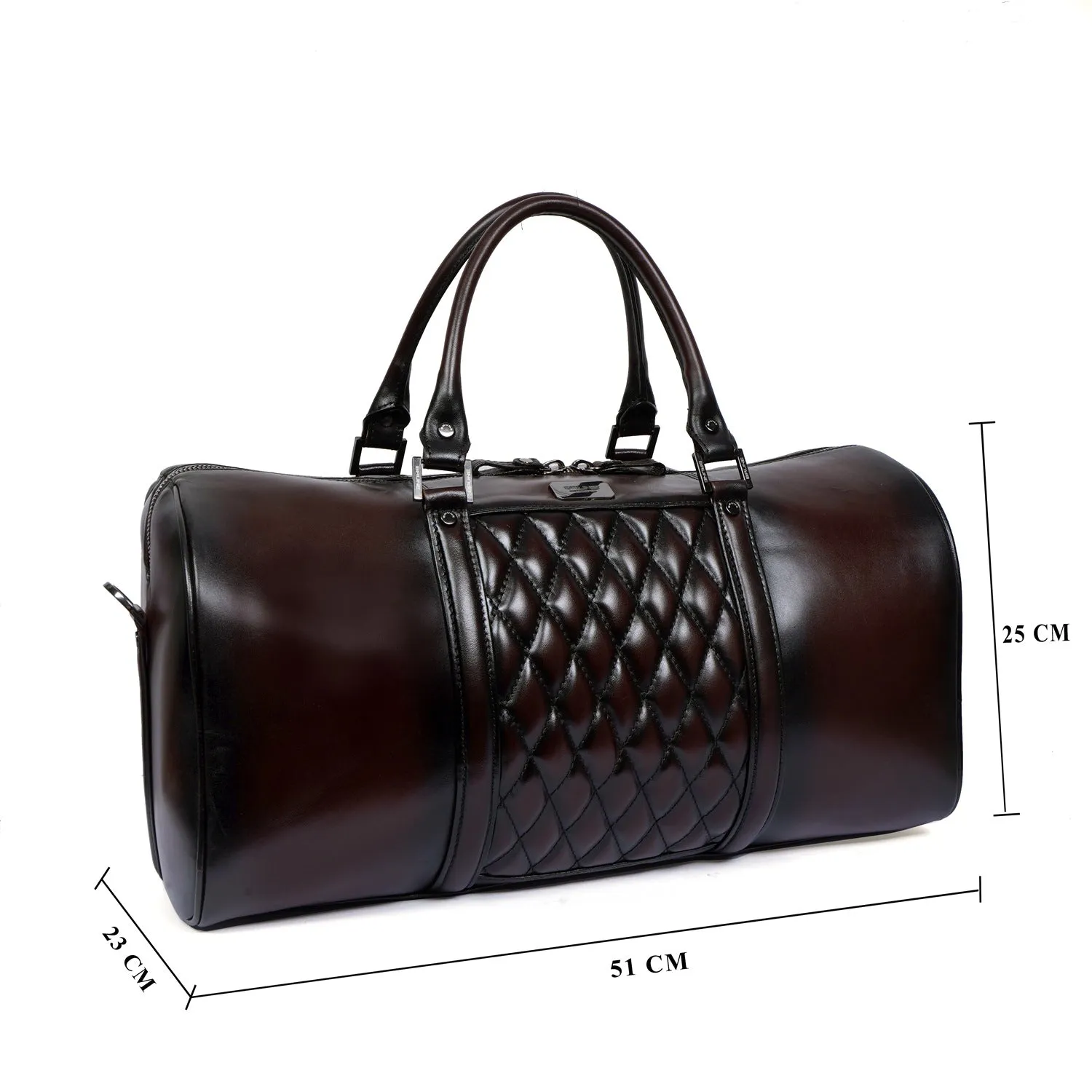 BRUNE BROWN COLOR GENUINE LEATHER DUFFLE BAG FOR MEN