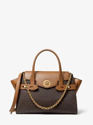 Carmen Large Logo and Leather Belted Satchel