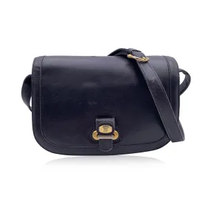 Celine Vintage Black Leather Crossbody Flap Messenger Bag