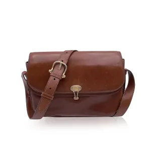 Celine Vintage Brown LeatherDouble Flap Shoulder Bag