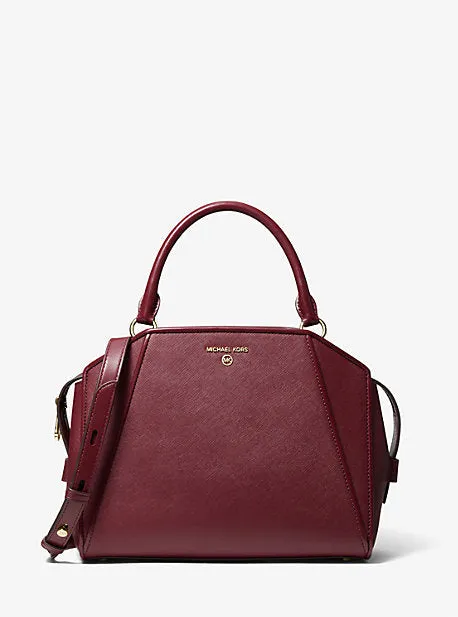 Cleo Medium Saffiano Leather Satchel