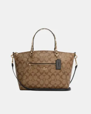 Coach-Prairie Satchel In Colorblock Signature Canvas Khaki Black Multi