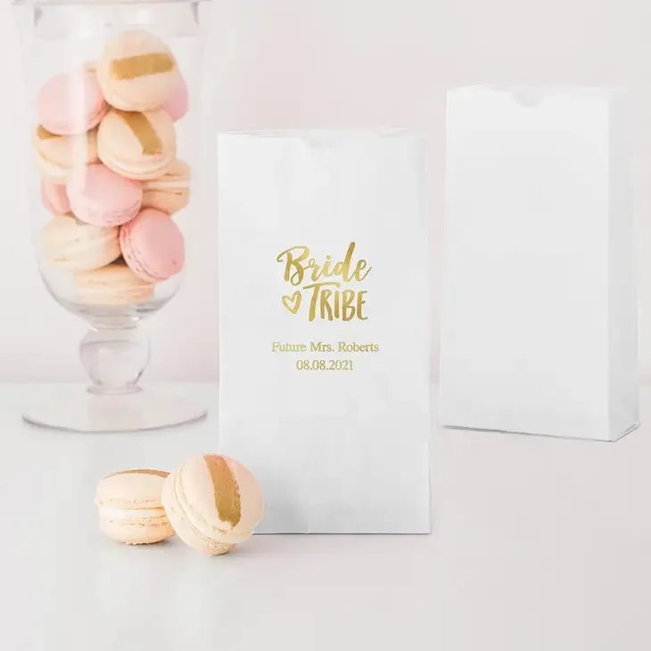 Custom Printed Bride Tribe Gusset Paper Goodie Party Gift Bag (25 bags)