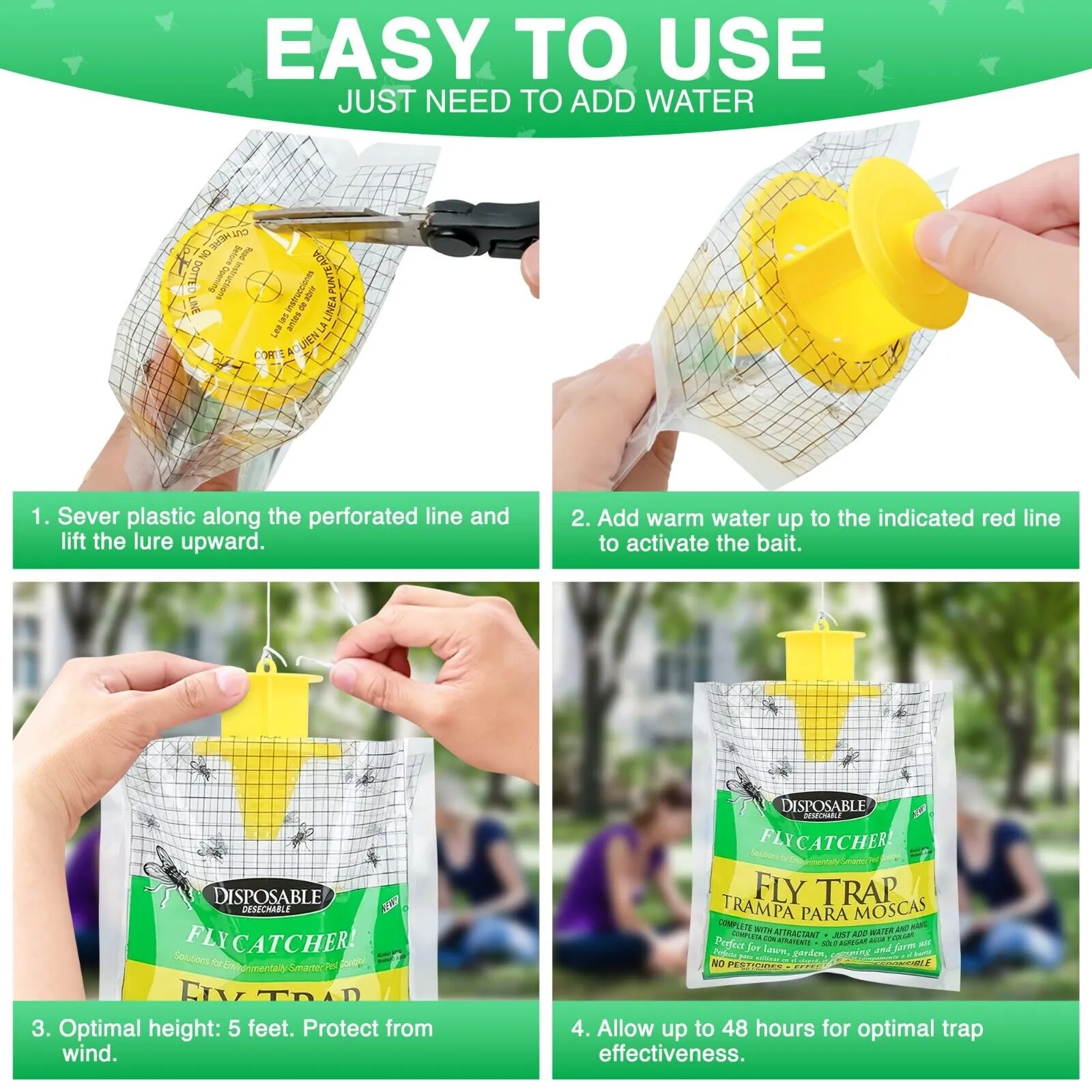 Disposable Fast Acting Outdoor Fly Trap (1 or 4-Pack)