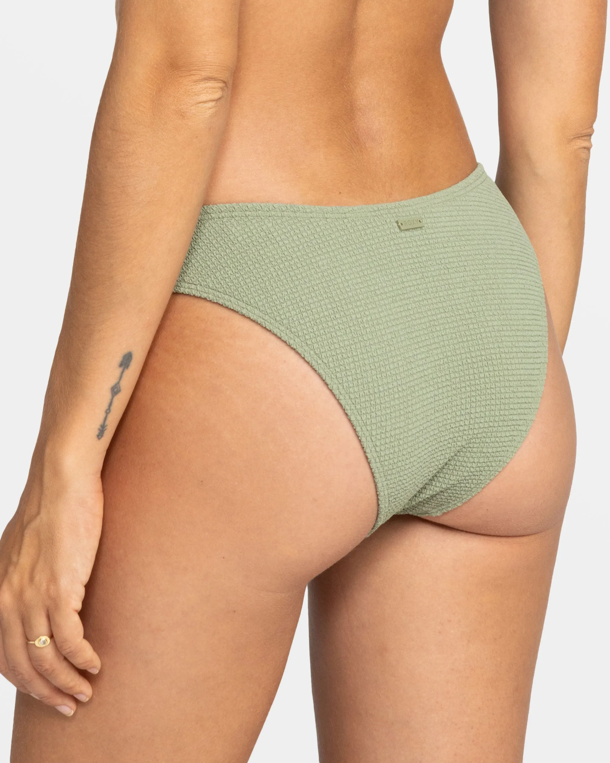 Essaouira Moderate High Leg Bikini Bottoms - Oil Green