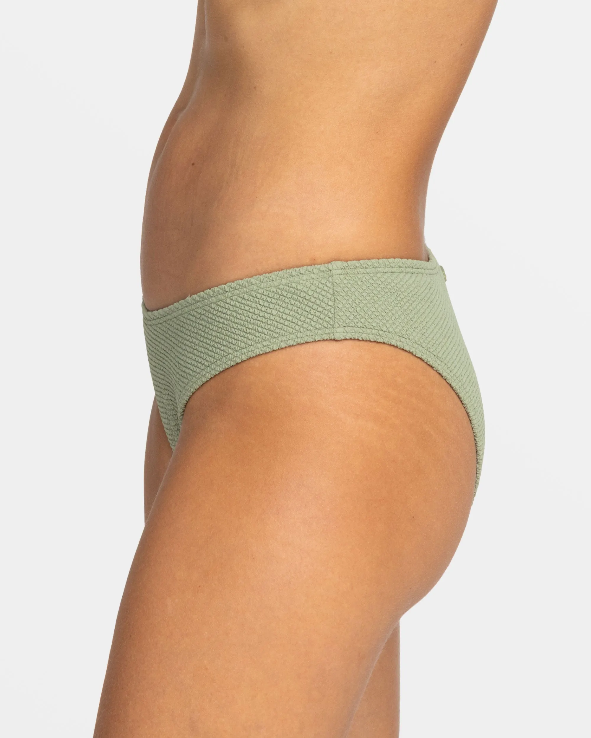 Essaouira Moderate High Leg Bikini Bottoms - Oil Green