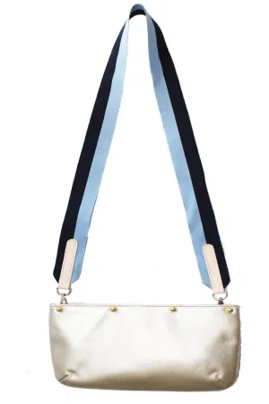 French Blue and Navy Striped Long Crossbody Bag Strap