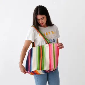 Garza Marfa Rainbow Stripe Cotton Tote Bag