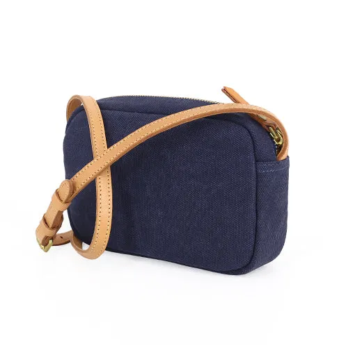 Mini Phone Bag,Canvas Vegetable-Tanned Leather Crossbody Bag-i7bags