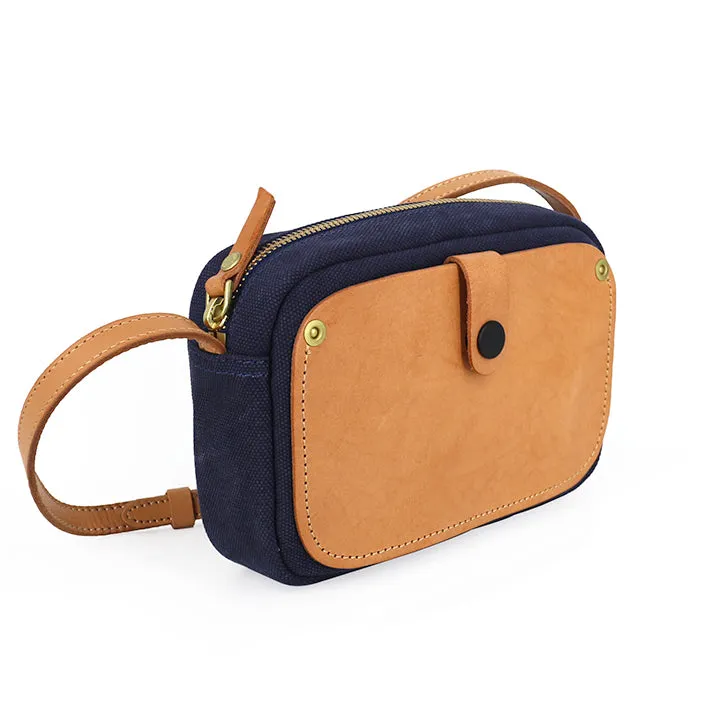 Mini Phone Bag,Canvas Vegetable-Tanned Leather Crossbody Bag-i7bags