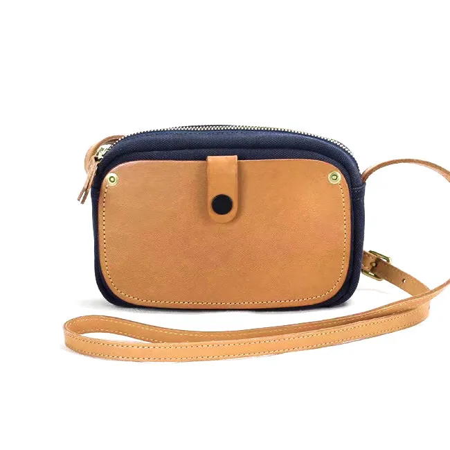 Mini Phone Bag,Canvas Vegetable-Tanned Leather Crossbody Bag-i7bags