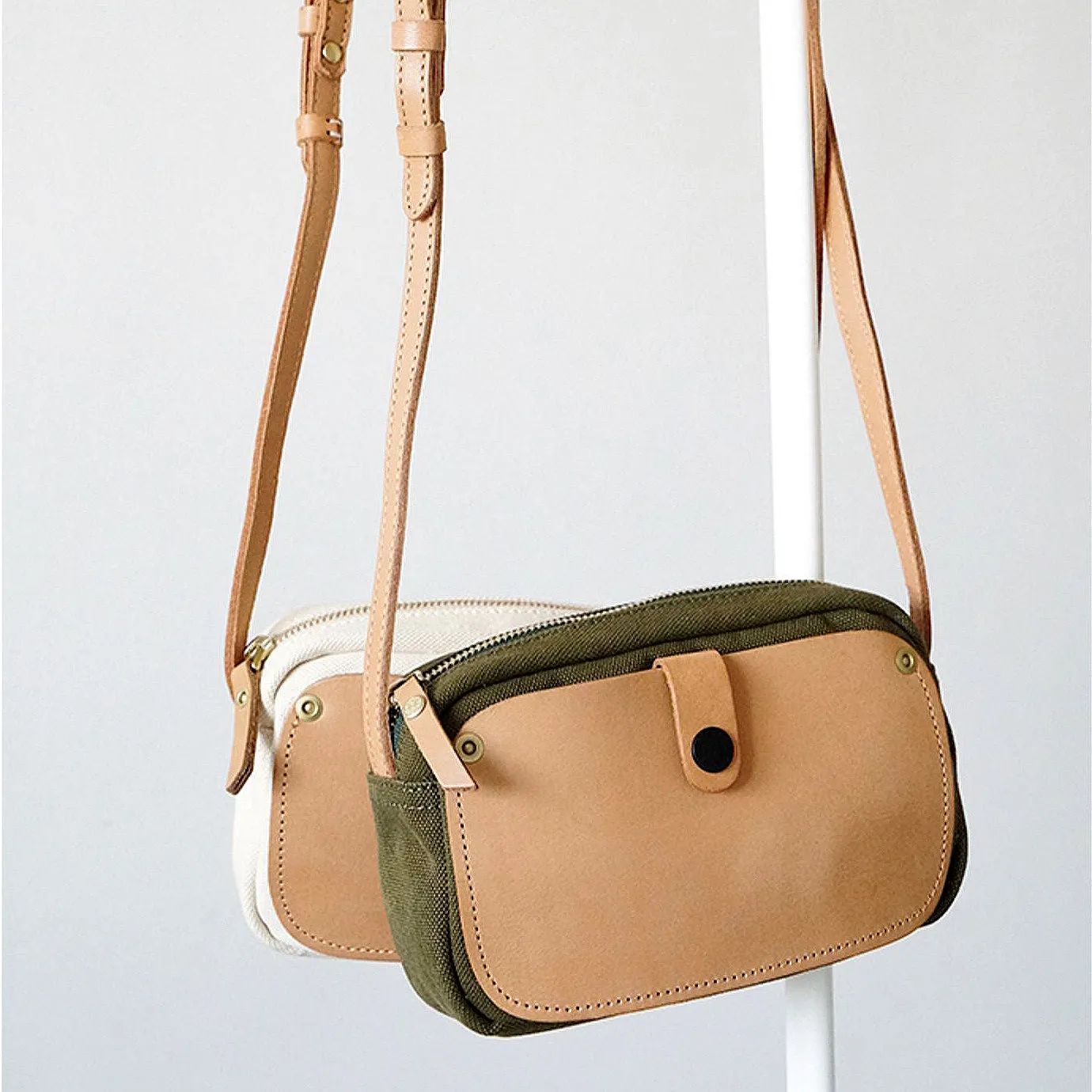 Mini Phone Bag,Canvas Vegetable-Tanned Leather Crossbody Bag-i7bags