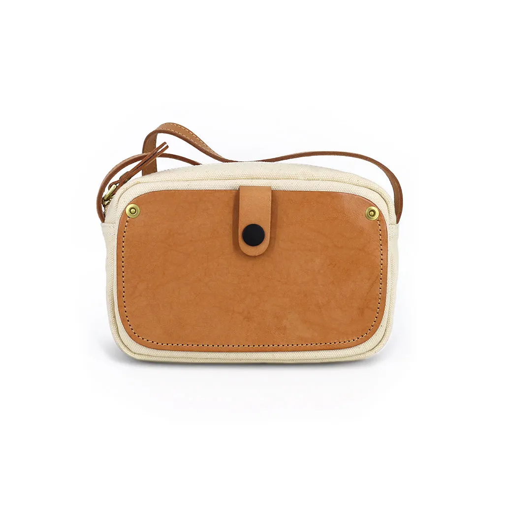 Mini Phone Bag,Canvas Vegetable-Tanned Leather Crossbody Bag-i7bags