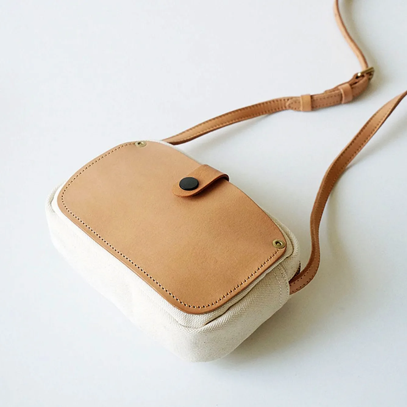 Mini Phone Bag,Canvas Vegetable-Tanned Leather Crossbody Bag-i7bags