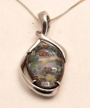 Natural Opal Stone Pendant In Pure Silver 925 Necklace.#1