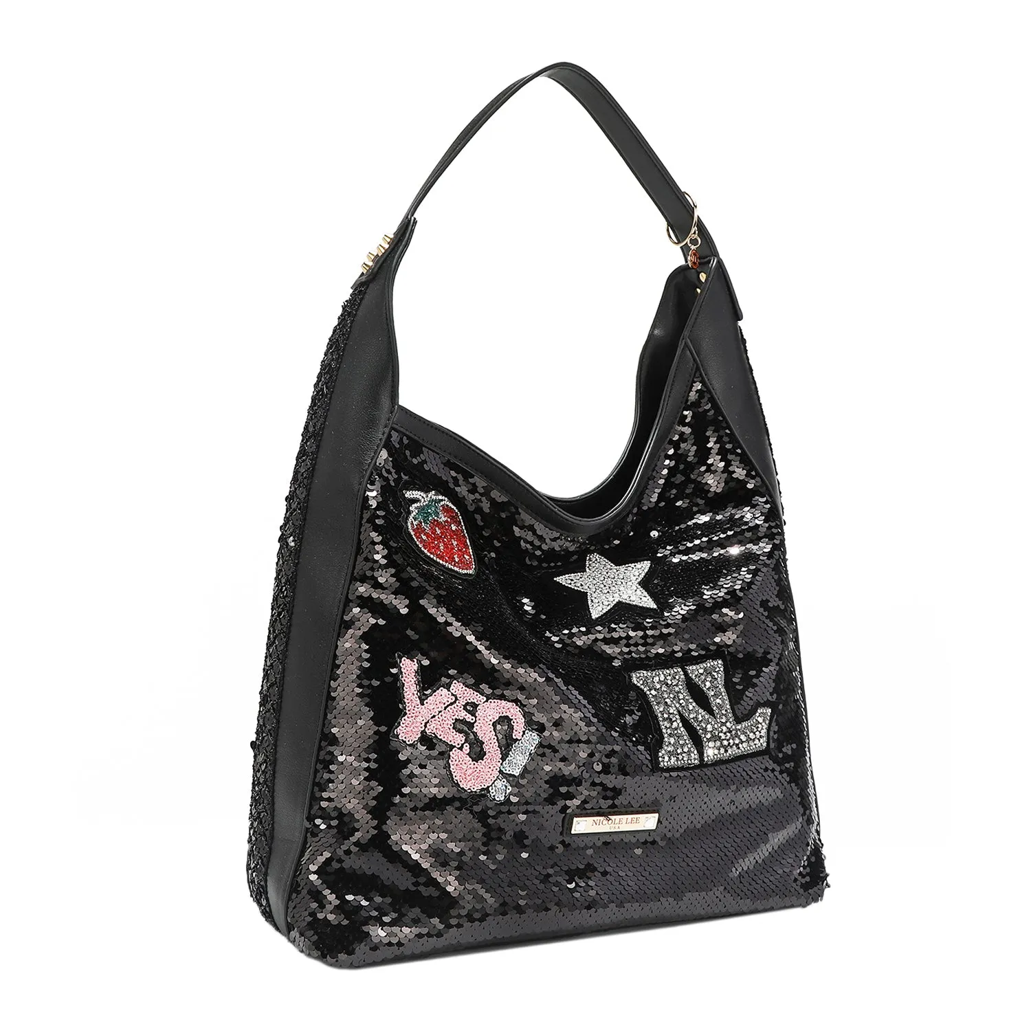 SEQUIN PATCH SHOULDER BAG