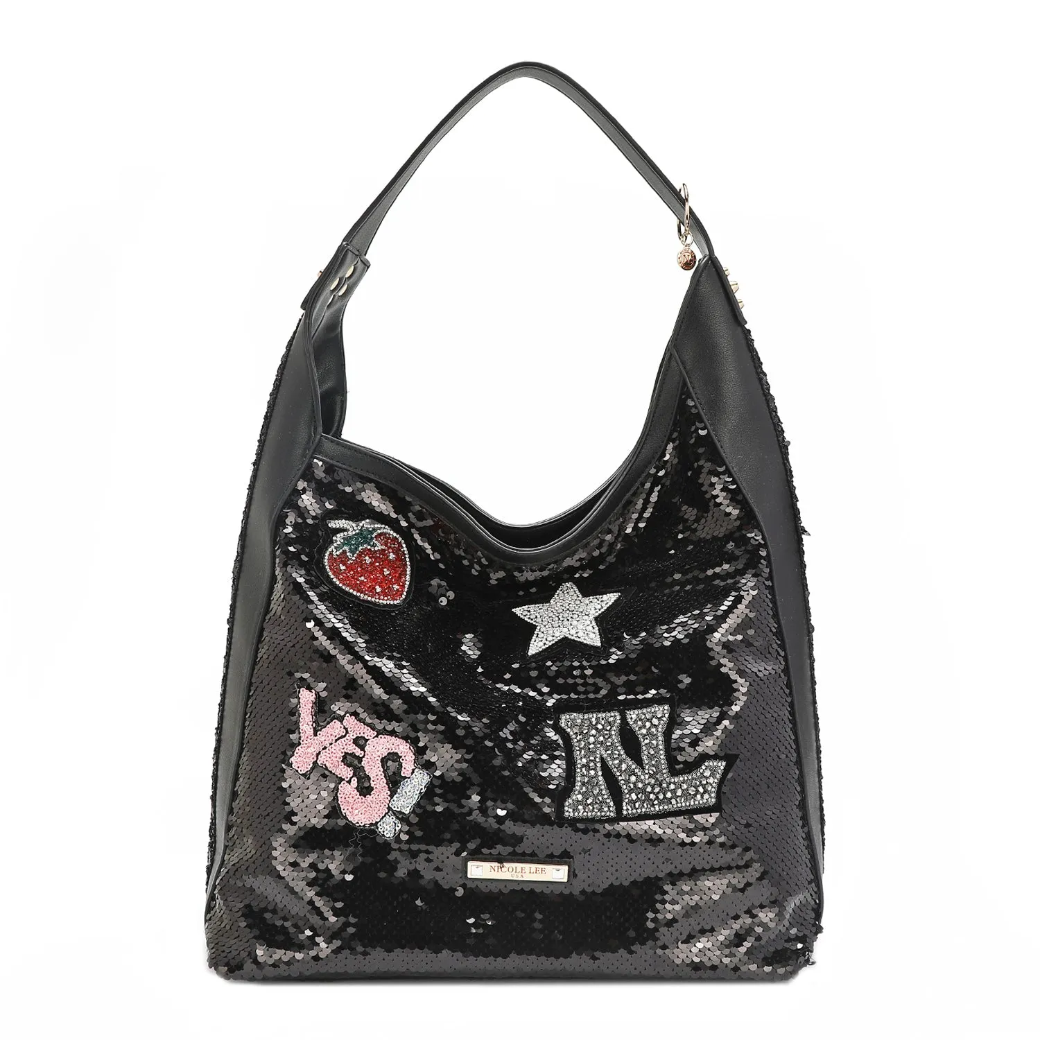 SEQUIN PATCH SHOULDER BAG