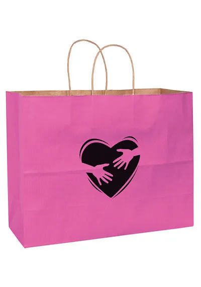 Wholesale Pink Awareness Matte Color Twisted Paper Handle Shopper - 4M16613BCA